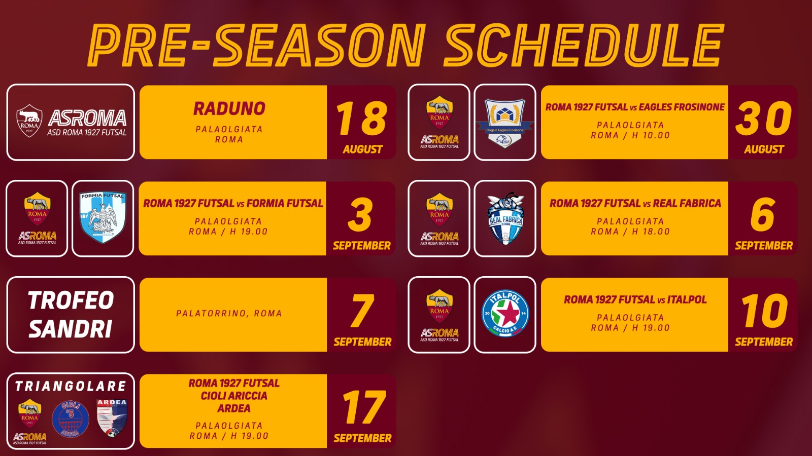 Gli appuntamenti della fase precampionato della Roma 1927